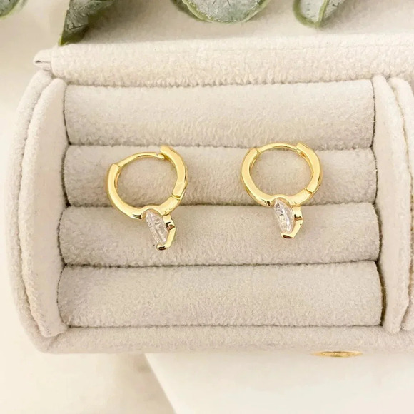 925 Sterling Silver Diamond Huggie Earrings Small Hoop Earrings Dainty Hoops - Picture 10 of 14